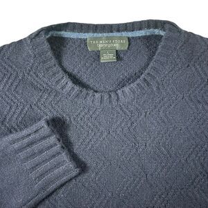 The Mens Store Cashmere Sweater Large Navy Cable Knit Crewneck Bloomingdales